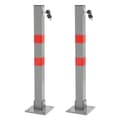 Miniatyrbillede 1 af 7: ECD Germany 2 x parkeringsbarriere foldbar stolpe stolpe kæde pullert 65,5 cm kantet