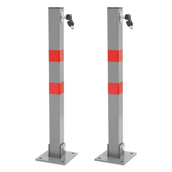 ECD Germany 2 x parkeringsbarriere foldbar stolpe stolpe kæde pullert 65,5 cm kantet