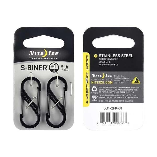 utrustningskarbin, S-karbin, NITE IZE S-BINER DUALCARBINER 2-PACK #1 Svart