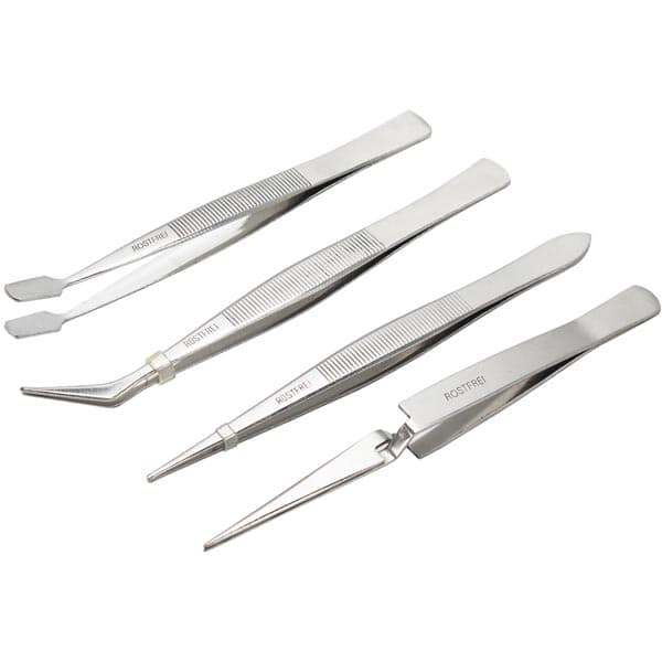 Pincetter i rostfritt stål, silver, 4-pack