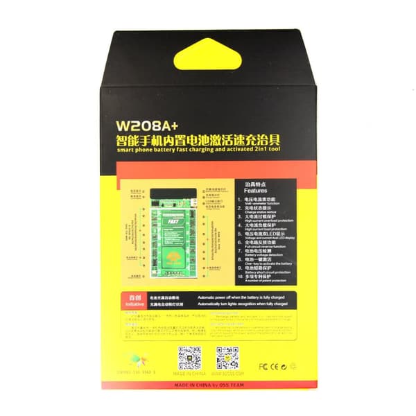 Batteri-aktiveringskort W208A 2-i-1 iPhone 4 - iPhone X och Samsung