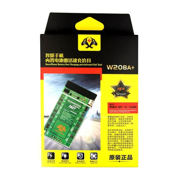 Batteri-aktiveringskort W208A 2-i-1 iPhone 4 - iPhone X och Samsung