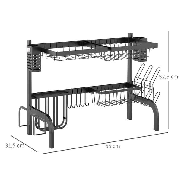 Opvaskerack, 65x31.5x52.5 cm, Sort