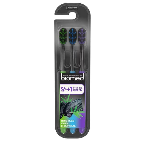 Tandborste med kol multipack x 3 Biomed