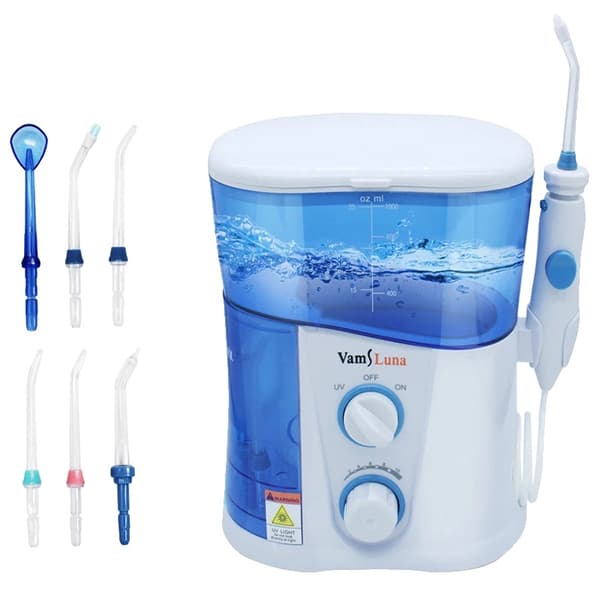 Elektrisk Oral Irrigator, 1000 ml Vandtank, 7 Dyser, UV Sterilisering,Havblå