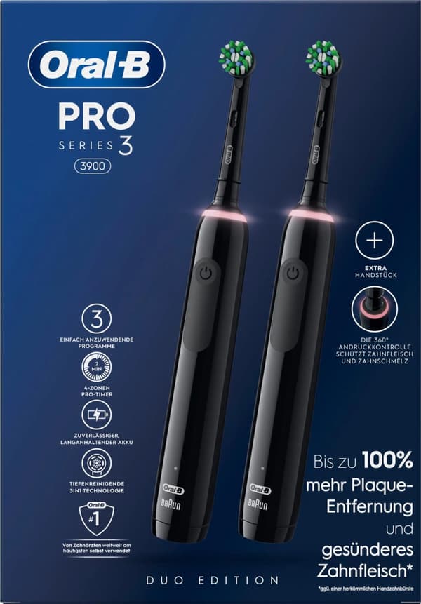 Oral-B Pro 3 3900 sähköhammasharja - Kaksoispakkaus Oral-B Pro 3 3900 sähköhammasharja - Kaksoispakkaus