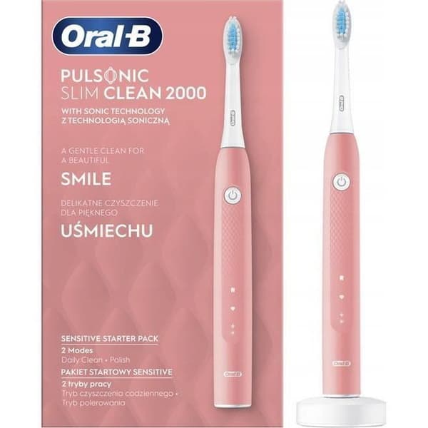 Elektrisk tandborste - ORAL-B - Pulsonic Slim Clean 2000 - Rosa - Sonic - Trådlös