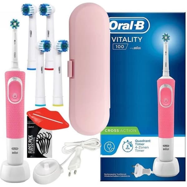 Oral-B Braun Vitality 100 Pink Cross Action elektrisk tandborsteset