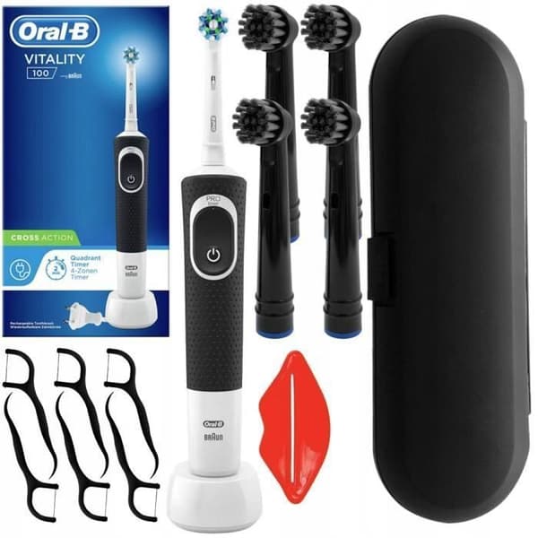 Elektrisk tandborste - Oral-B - Vitality 100 - Svart - 7600 svängningar/min - Tillbehör ingår
