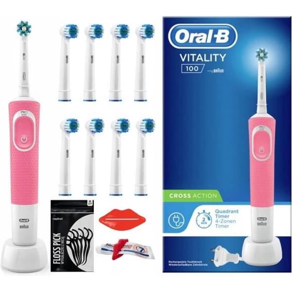 Oral-B Vitality 100 Rosa eltandborste + 8 utbytestips
