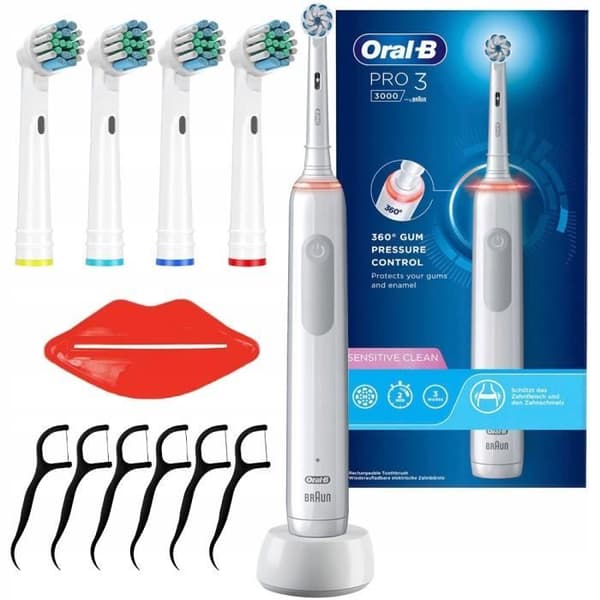 Oral-B Pro 3 3000 Sensitive Clean White tandborste + 4 precisionsersättningar