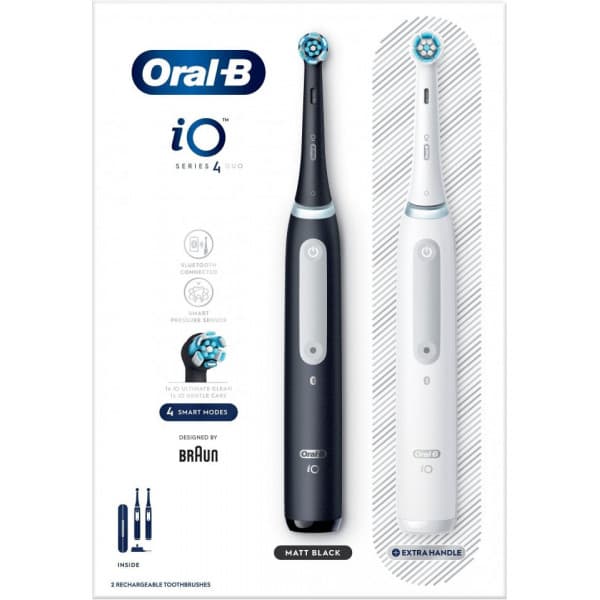 Oral-B iO 4 Black & White -el-tandborste, dubbelkropp, svart / vit