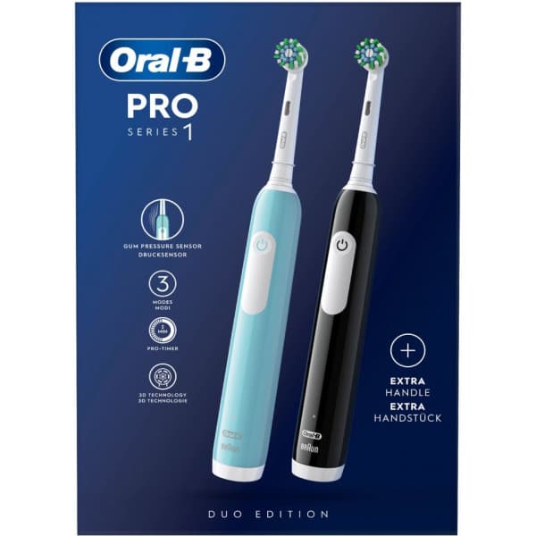Oral-B Pro Series 1 Duo Pack -elektrisk tandborste, svart / blå