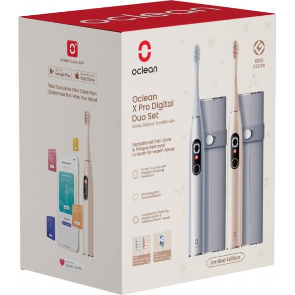 Oclean X Pro Digital Duo Set Limited Edition - eltandborste, silver / guld