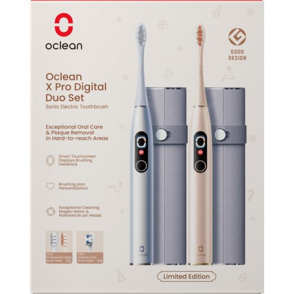 Oclean X Pro Digital Duo Set Limited Edition - eltandborste, silver / guld