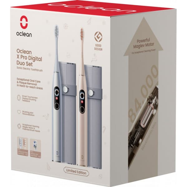 Oclean X Pro Digital Duo Set Limited Edition - eltandborste, silver / guld