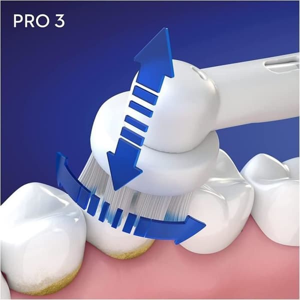 Elektrisk tandborste - Oral-B - Pro 3 - Trycksensor - Batteritid 2 veckor - Rengöringslägen