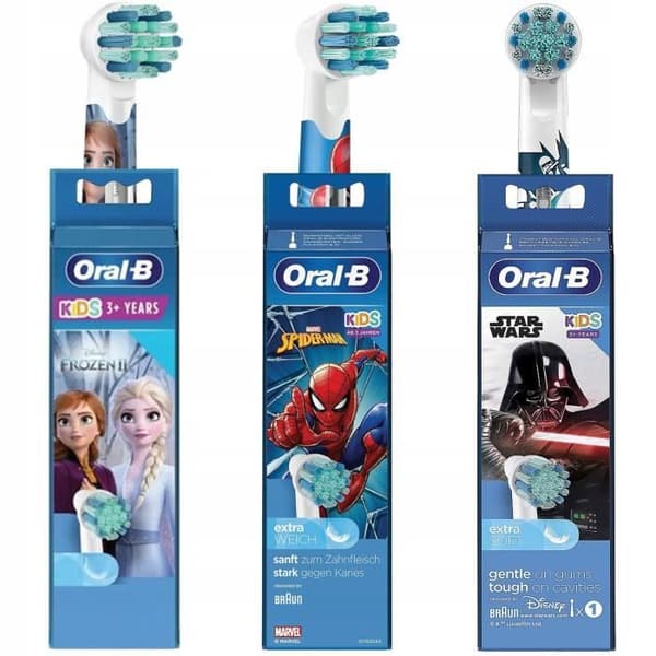 3 X Oral-B Kids tips Disney Frozen Spiderman