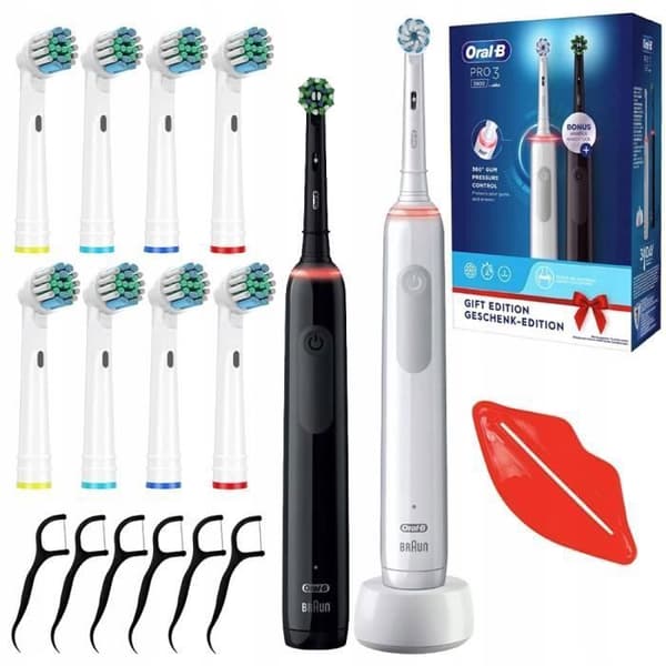 Elektrisk tandborste - Oral-B - Pro 3 3900 - 2 borstar - 45 000 svängningar/min - 3 borstlägen
