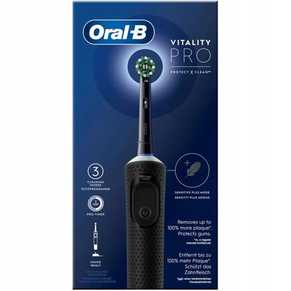 Oral-B Vitality PRO Protect X Clean Svart eltandborste + 8 ersättningsspetsar