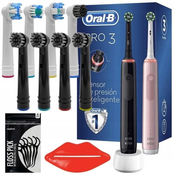 Oral-B Pro 3900N eltandborste rosa och svart + 8 utbytestips