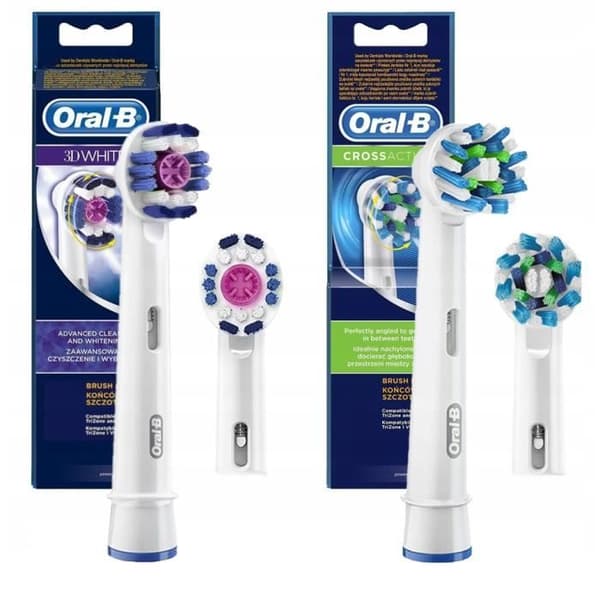 2 Oral-B 3D vita tandborstspetsar, korsverkan