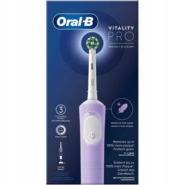 Oral-B Vitality PRO Protect X Clean Purple eltandborste + 4 ersättningsspetsar + ersättningsfodral