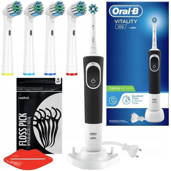 Elektrisk tandborste - Oral-B - Vitality 100 - Svart - 7600 svängningar/min - Tillbehör ingår