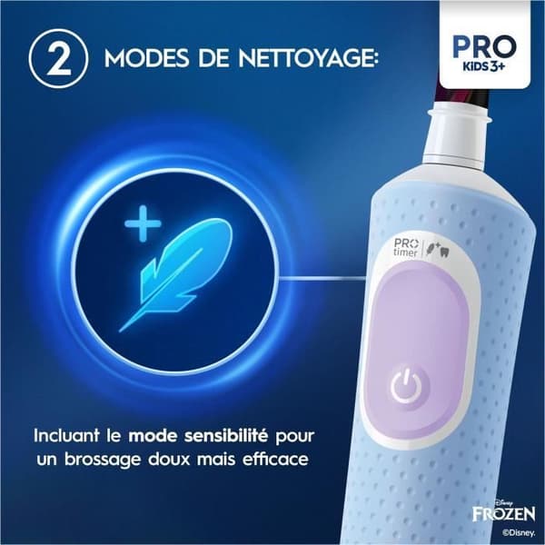 Oral-B Pro Kids elektrisk tandborste för barn, Disney Frozen, 1 mjukt borsthuvud, timer och vibrationer