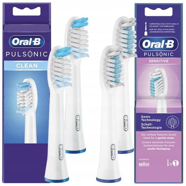 4x utbytbara tandborstspetsar 2x Oral-B Pulsonic Clean + 2x Pulsonic Sensitive