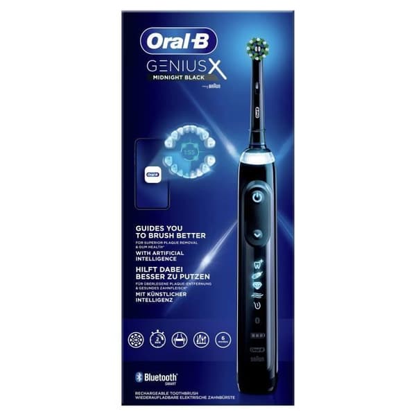 Oral-B Genius X uppladdningsbar elektrisk tandborste - 1 handtag - svart - 1 borsthuvud