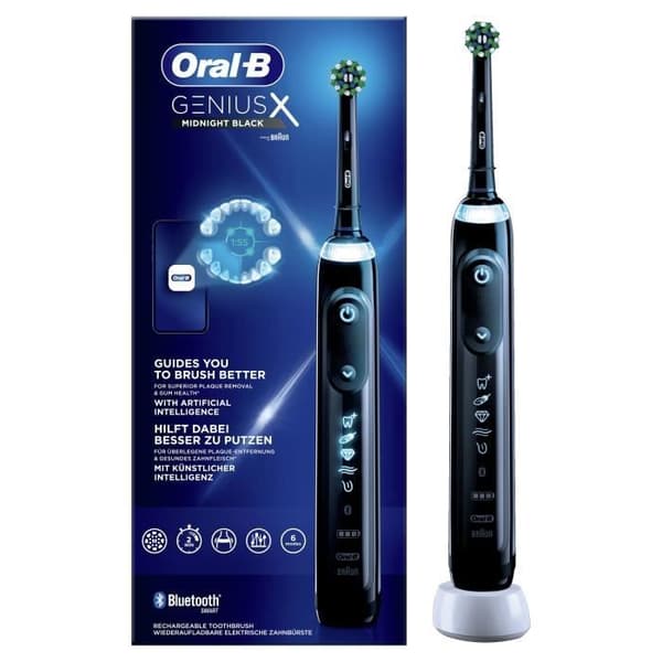 Oral-B Genius X uppladdningsbar elektrisk tandborste - 1 handtag - svart - 1 borsthuvud