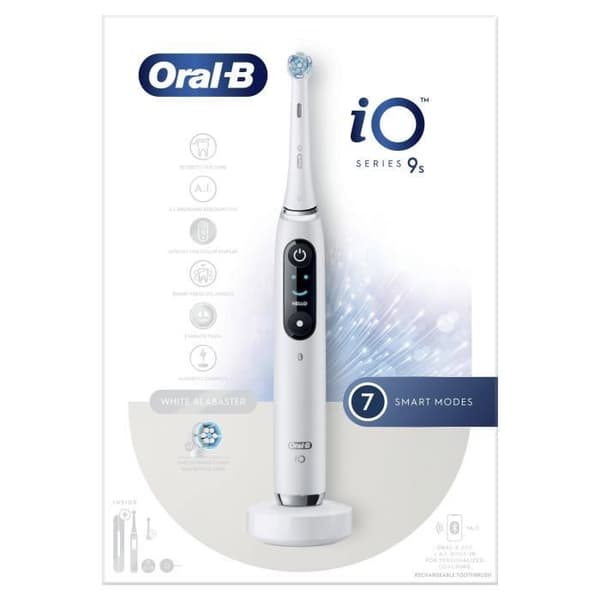 Oral-B iO 9N elektrisk tandborste - Vit - Oscillerande - 2 borsthuvuden, 1 laddare reseväska