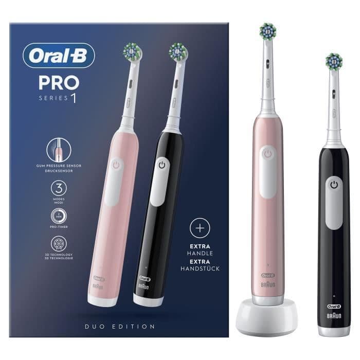 Oral-B Pro Series 1 paket med två, rosa och svarta elektriska ...