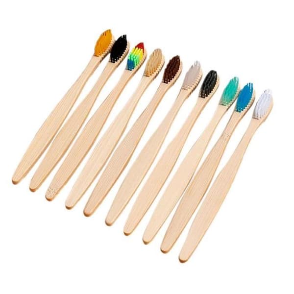 SHOP-STORY - Naturlig bambu- och koltandborste - Antibakterier - Säljs styckvis - Slumpmässig färg