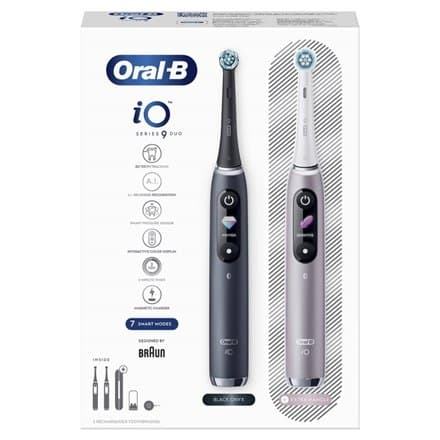 Oral-B | iO 9 Series Duo | Elektrisk tandbørste | Genopladeligt | For voksne | ml | Antal hoveder | Sort Onyx/Rose | Antallet af