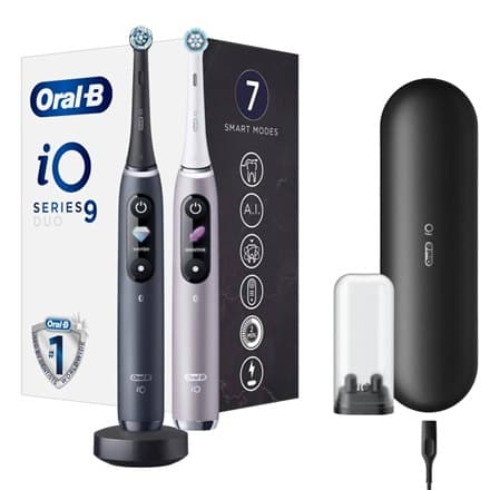 Oral-B | iO 9 Series Duo | Elektrisk tandbørste | Genopladeligt | For voksne | ml | Antal hoveder | Sort Onyx/Rose | Antallet af