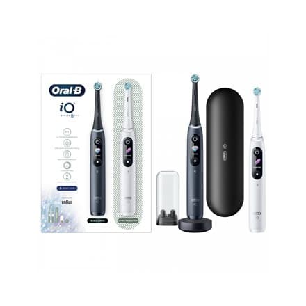 Oral-B | iO8 Series Duo | Elektrisk tandborste | Uppladdningsbar | För vuxna | ml | Antal huvuden | Svart Onyx/Vit | Antal