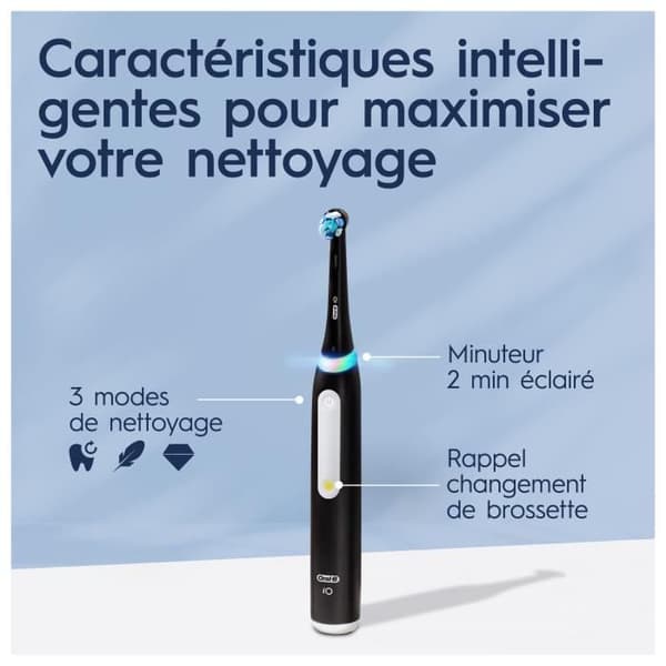 Oral-B iO 3-pack med 2, svarta och blå elektriska tandborstar, 2 borsthuvuden, 1 resväska