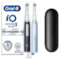 Miniatyrbild 1 av 6: Oral-B iO 3-pack med 2, svarta och blå elektriska tandborstar, 2 borsthuvuden, 1 resväska
