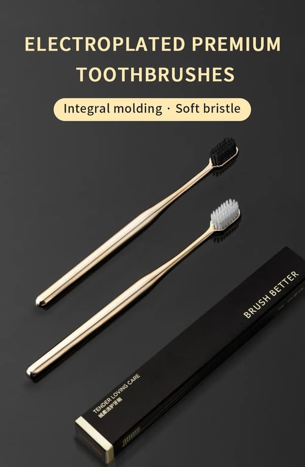 2x Lyxig Tandborste silverkrom mjuk