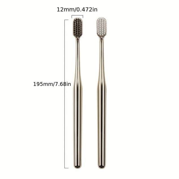 2x Lyxig Tandborste silverkrom mjuk