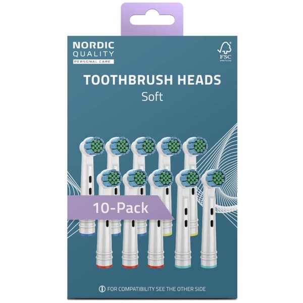 Nordic Quality Tannbørste Soft for Oral-B Power 10-pakning