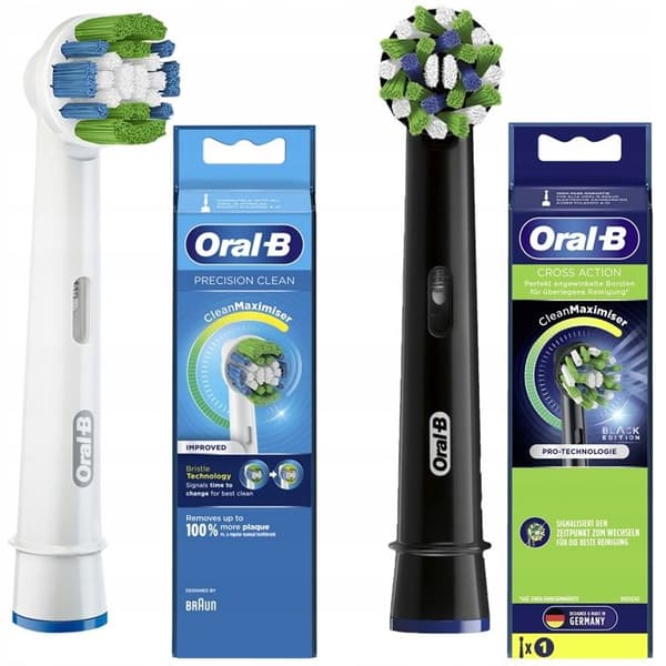 2 Original Oral-B-tips för precisionsrengöring och tvärverkande svarta elektriska tandborstar
