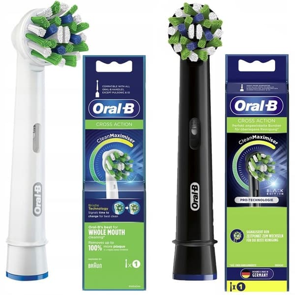2 Original Oral-B tips för Cross Action och Cross Action Svarta elektriska tandborstar