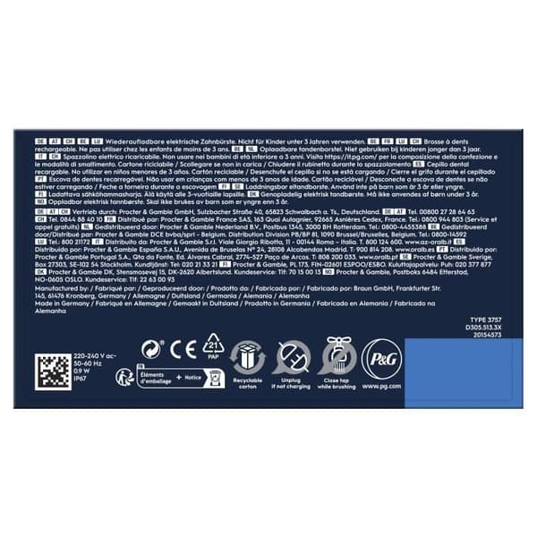 Elektrisk tandborste - ORAL-B - Pro 1 - Svart - Trycksensor 360 - Batteritid 7 dagar