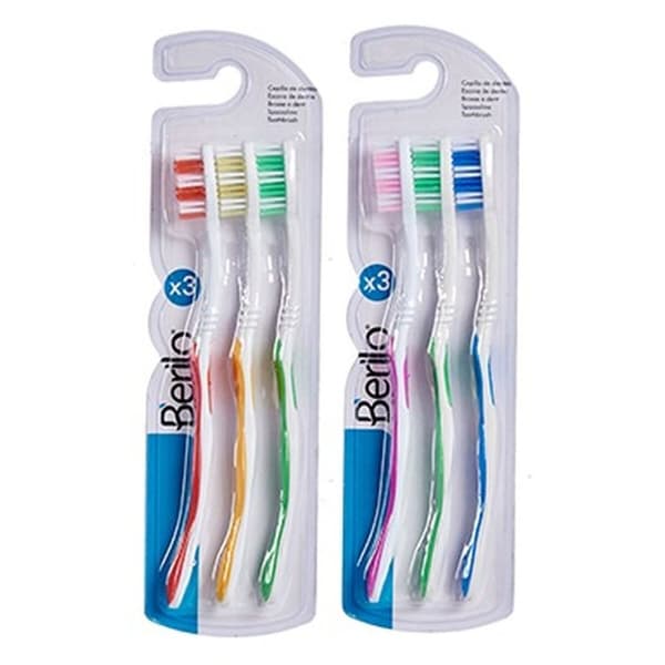 Escova de Dentes Berilo 29100288 Gul Blå Rød Grøn (12 enheder)