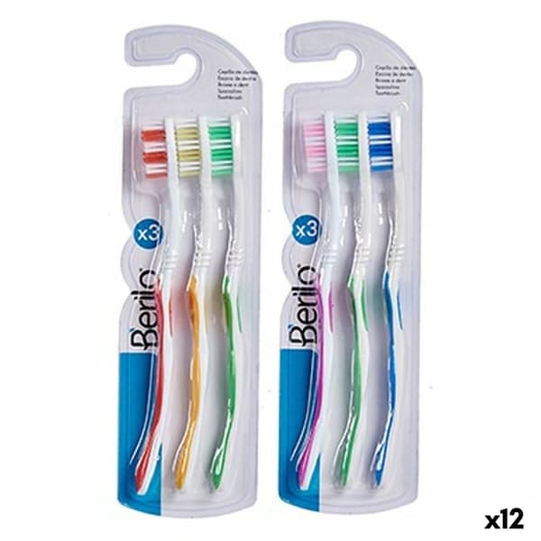 Escova de Dentes Berilo 29100288 Gul Blå Rød Grøn (12 enheder)