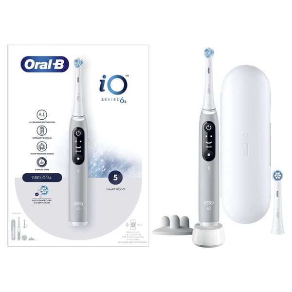 Oral-B iO 6S Aikuinen Värisevä hammasharja Harmaa, Valkoinen