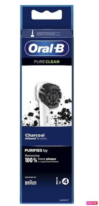 ORAL-B Pure Clean Charcoal Tandborsthuvud (4 borsthuvuden)